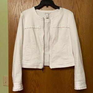 White House Black Market white denim jacket